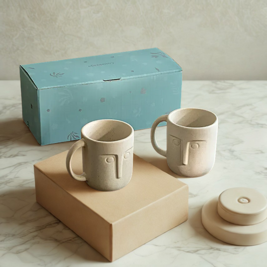 Ellementry Moai Ceramic Coffee Mug Set of 2