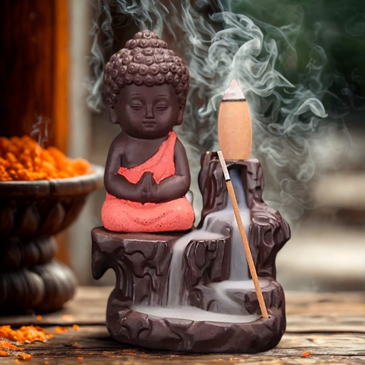 Orange Buddha Back-Flow Smoke Fountain