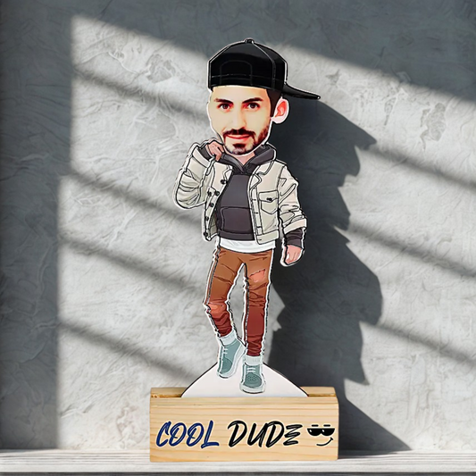 Personalised Denim Smart Boy Caricature