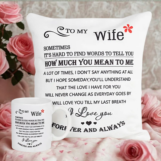 Printed Mug & Cushion For Wife